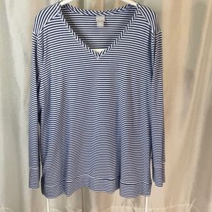 Chicos Zenergy Blue White Striped Tunic - Size 4 (20/22)